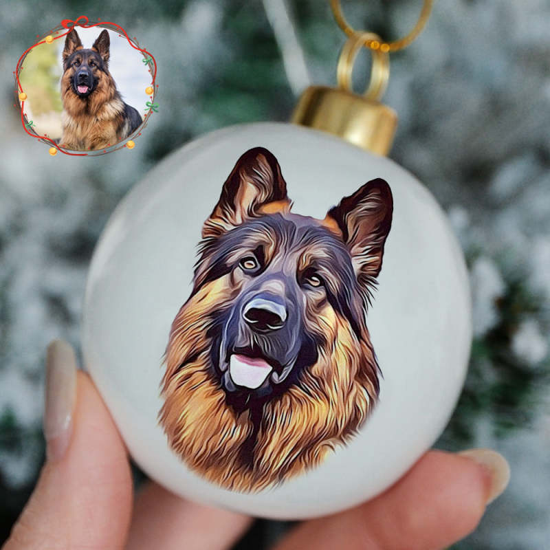Personalised Pet Face Portrait Ornaments in Artfully Printed Hand-Painted Watercolor Style Custom Christmas Gift