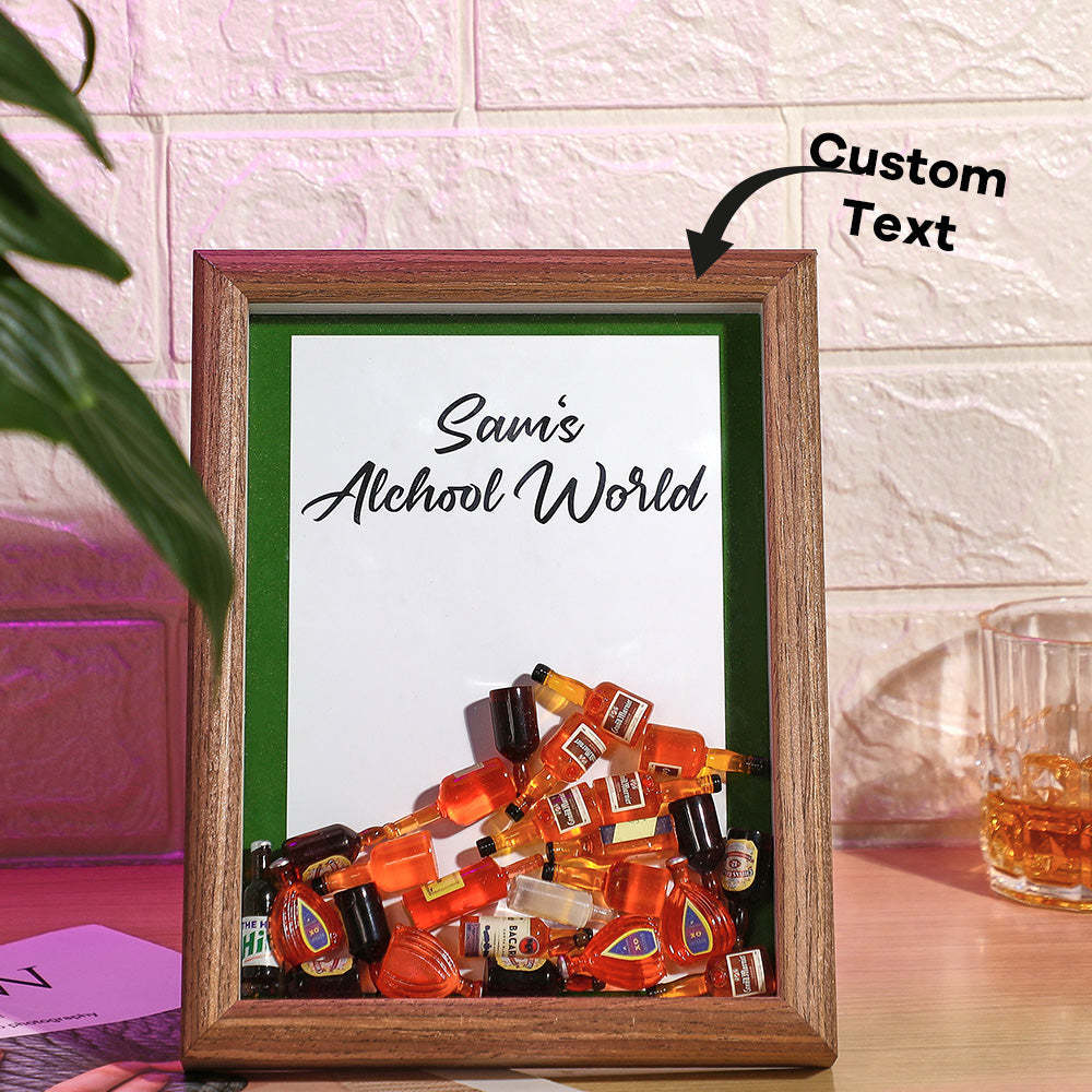 Custom Text Hollow Frame With Wine Bottles Inside Creative Gifts For Men - mymoonlampau