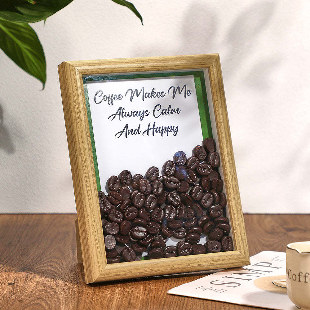 Custom Text Hollow Frame With Coffee Beans Inside Unique Gifts For Men - mymoonlampau