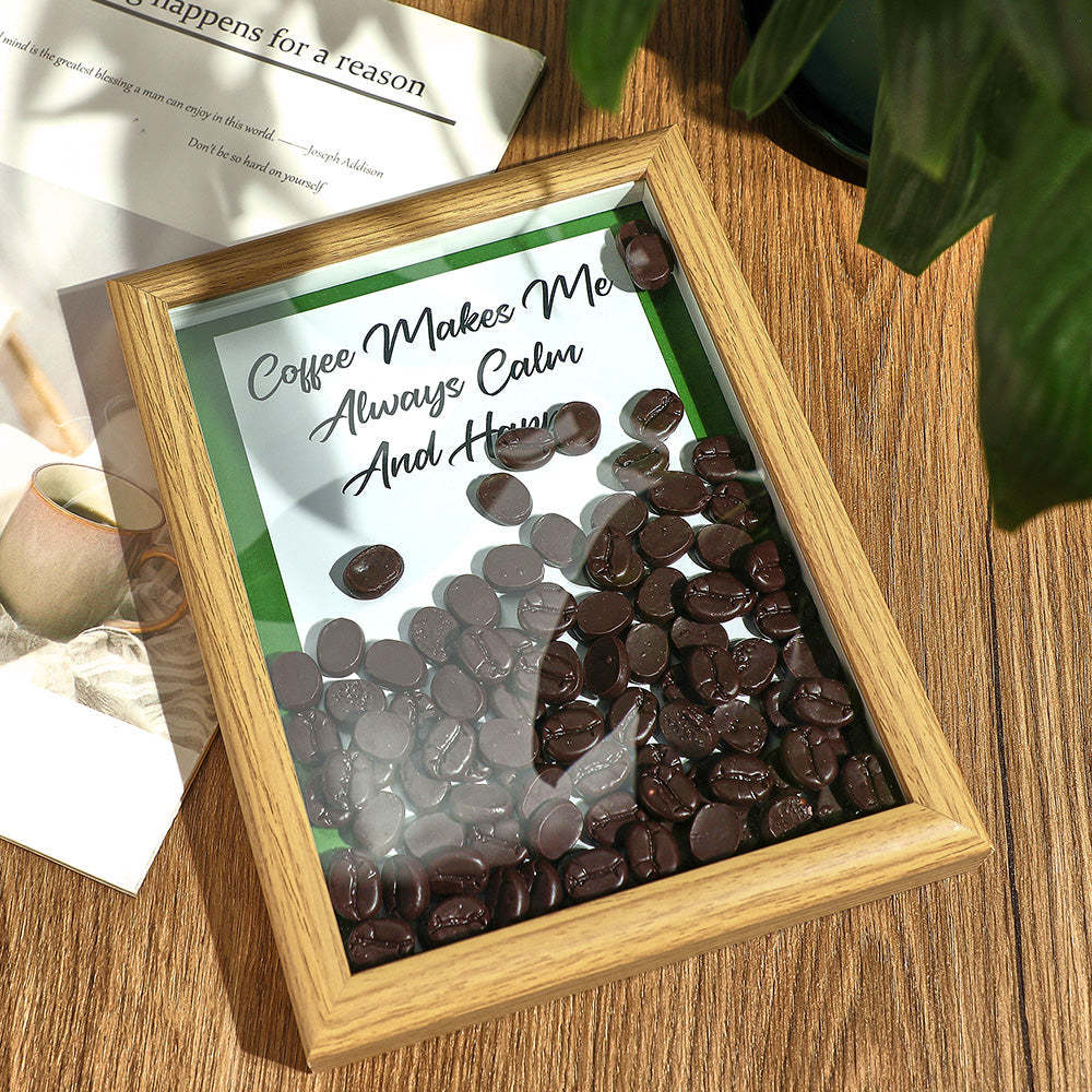 Custom Text Hollow Frame With Coffee Beans Inside Unique Gifts For Men - mymoonlampau