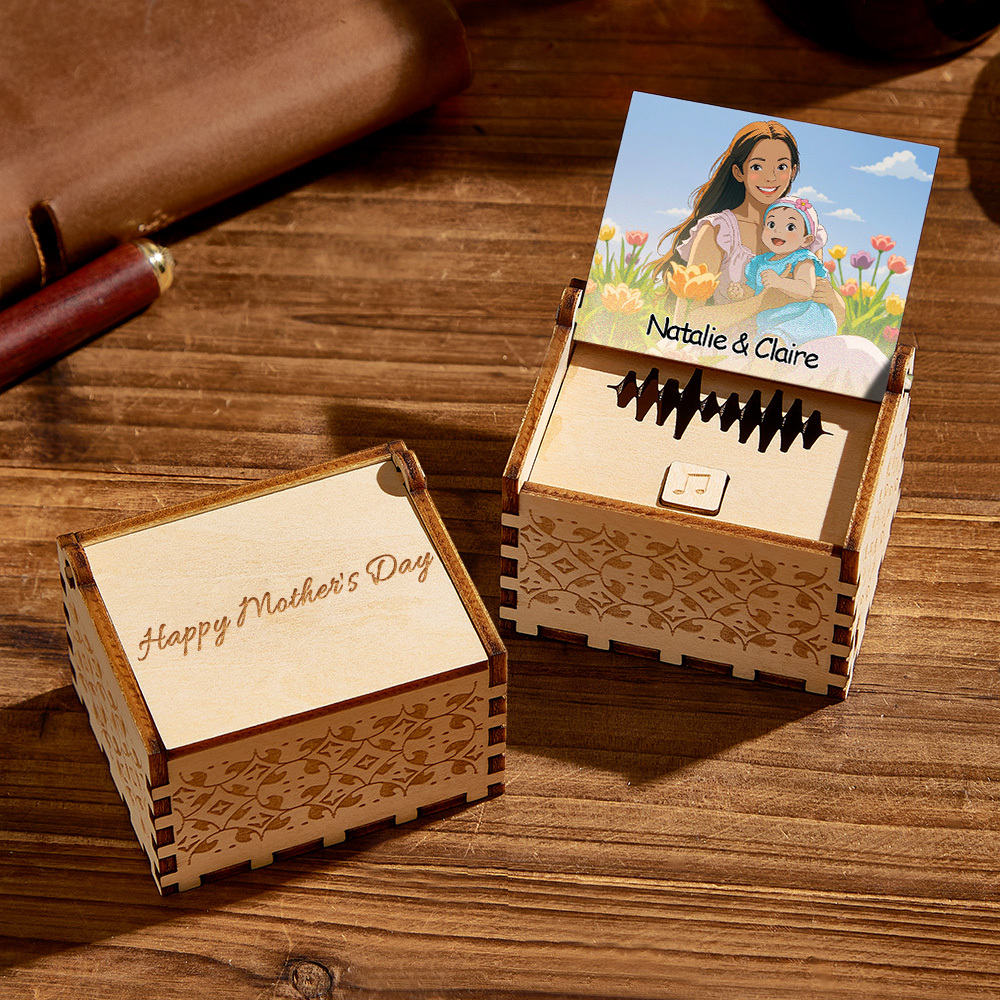Personalized Digital Music Box Any song Tune or Voice Custom Anime Photo Wooden Photo Music Box with Text Anniversary Gifts - MyMoonLampAu