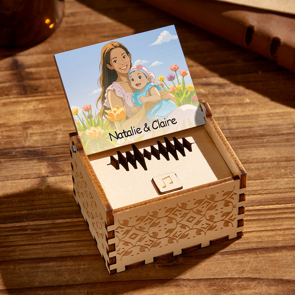 Personalized Digital Music Box Any song Tune or Voice Custom Anime Photo Wooden Photo Music Box with Text Anniversary Gifts - MyMoonLampAu
