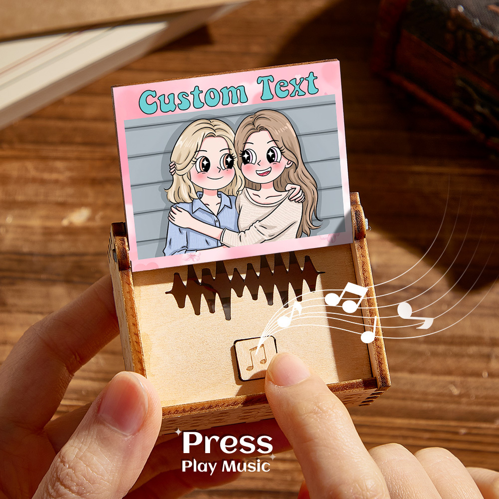 Personalized Digital Music Box Any song Tune or Voice Custom Anime Photo Wooden Photo Music Box with Text Anniversary Gifts - MyMoonLampAu