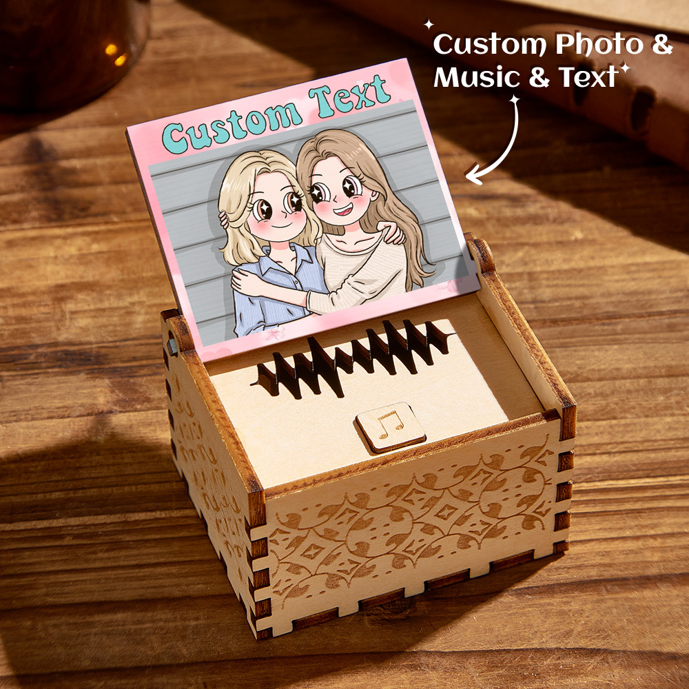 Personalized Digital Music Box Any song Tune or Voice Custom Anime Photo Wooden Photo Music Box with Text Anniversary Gifts - MyMoonLampAu