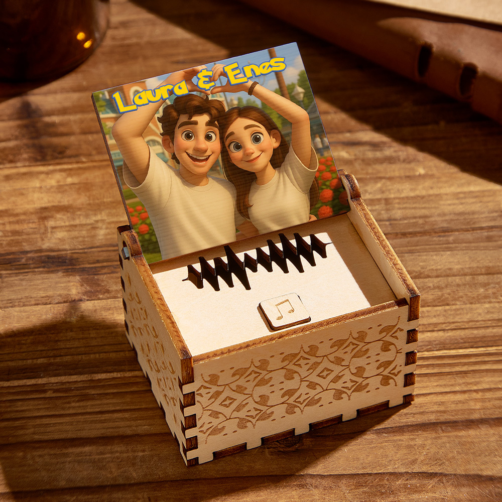 Personalized Digital Music Box Any song Tune or Voice Custom Anime Photo Wooden Photo Music Box with Text Anniversary Gifts - MyMoonLampAu