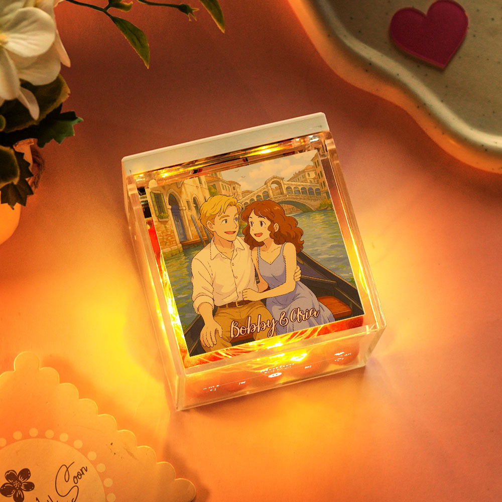 Custom Anime Mini Vinyl Record Player Photo Automatic Music Player Personalized Gifr For Boyfriend - MyMoonLampAu