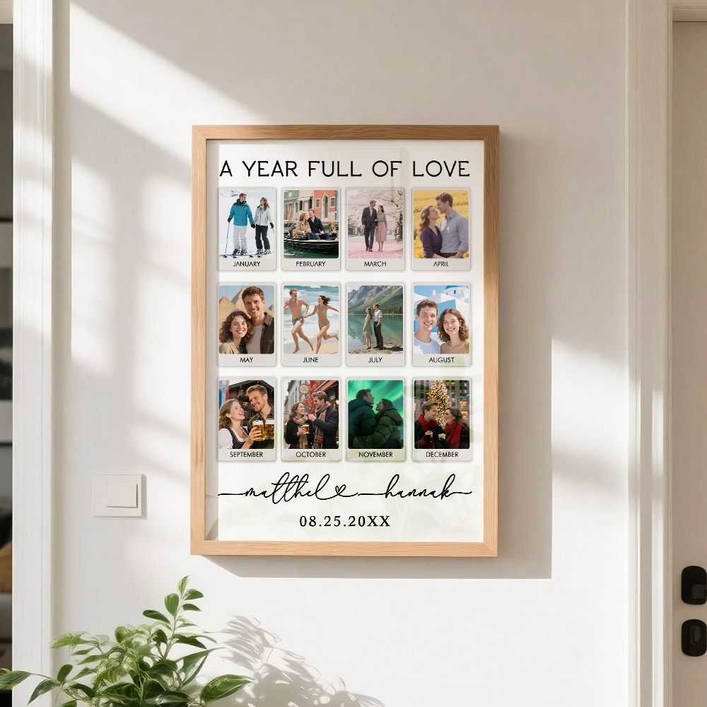 Custom Photo Frame Anniversary Gift Personalized Photo Frame 1 Year Anniversary Gift - MyMoonLampAu