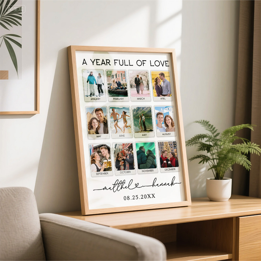 Custom Photo Frame Anniversary Gift Personalized Photo Frame 1 Year Anniversary Gift - MyMoonLampAu