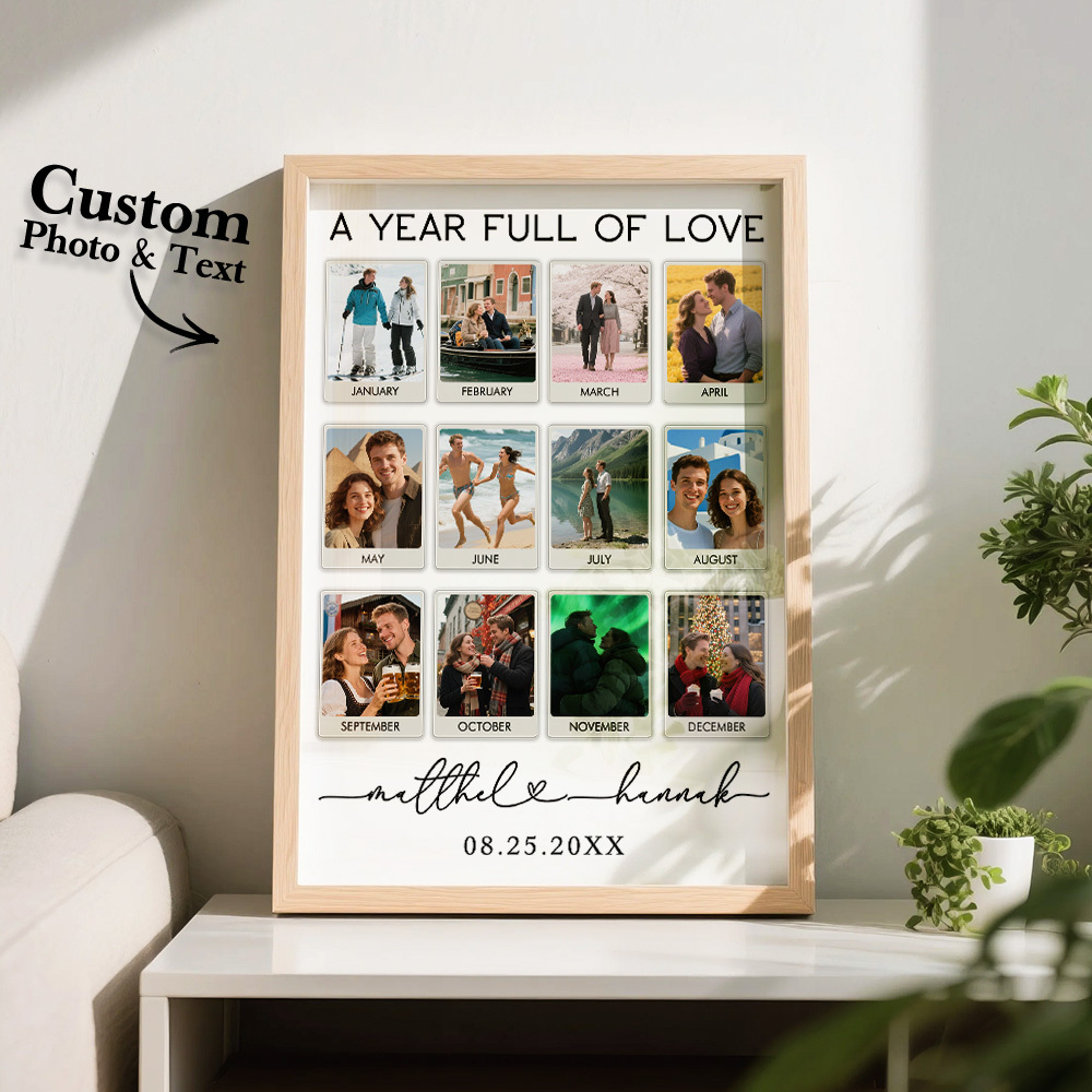 Custom Photo Frame Anniversary Gift Personalized Photo Frame 1 Year Anniversary Gift - MyMoonLampAu