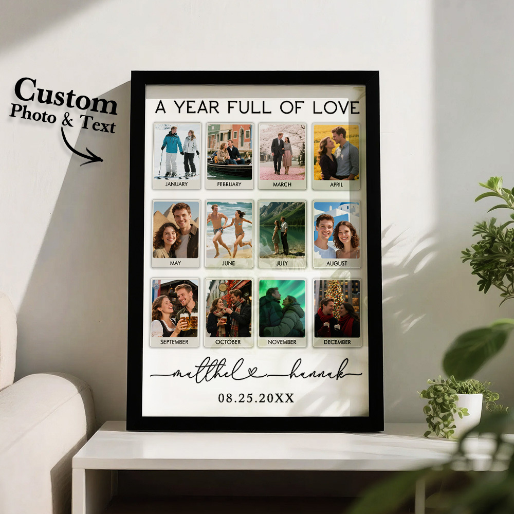 Custom Photo Frame Anniversary Gift Personalized Photo Frame 1 Year Anniversary Gift - MyMoonLampAu