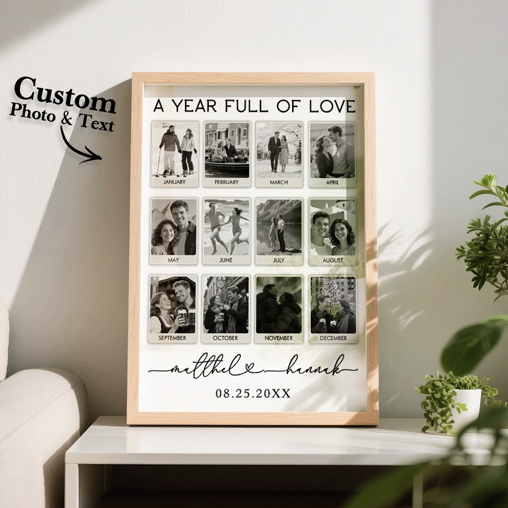Custom Photo Frame Anniversary Gift Personalized Photo Frame 1 Year Anniversary Gift - MyMoonLampAu