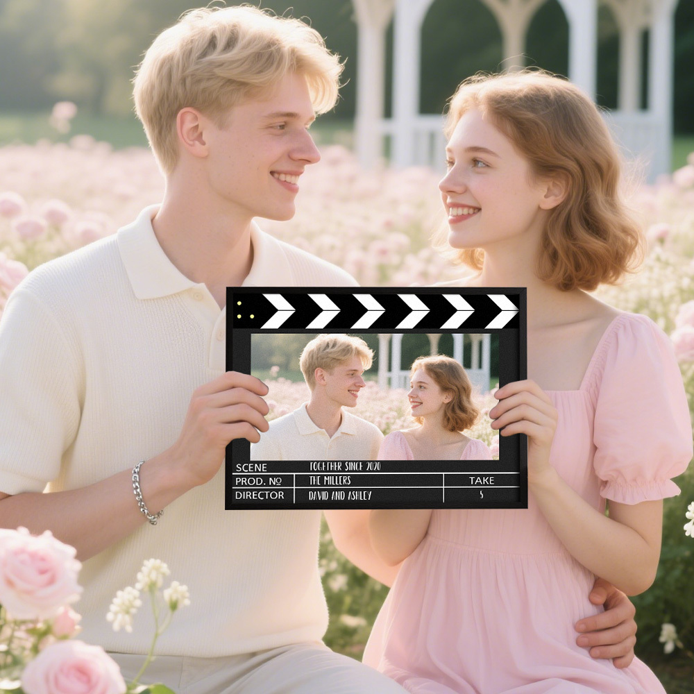 Custom Photo and Text Home Decor Film Clapper Board Style Personalized Poster Wooden Frame - MyMoonLampAu