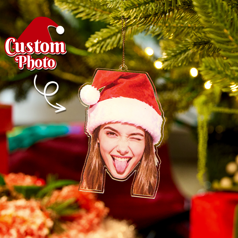 Personalized Photo Ornament Funny Christmas Ornament Custom Face Picture Ornament Acrylic Pet Ornament Christmas Decor Holiday Gifts - MyMoonLampAu