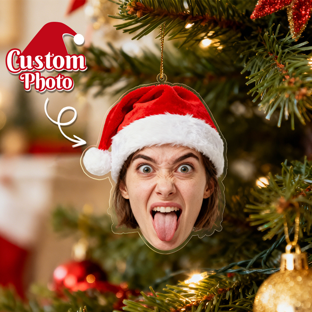 Personalized Photo Ornament Funny Christmas Ornament Custom Face Picture Ornament Acrylic Pet Ornament Christmas Decor Holiday Gifts - MyMoonLampAu