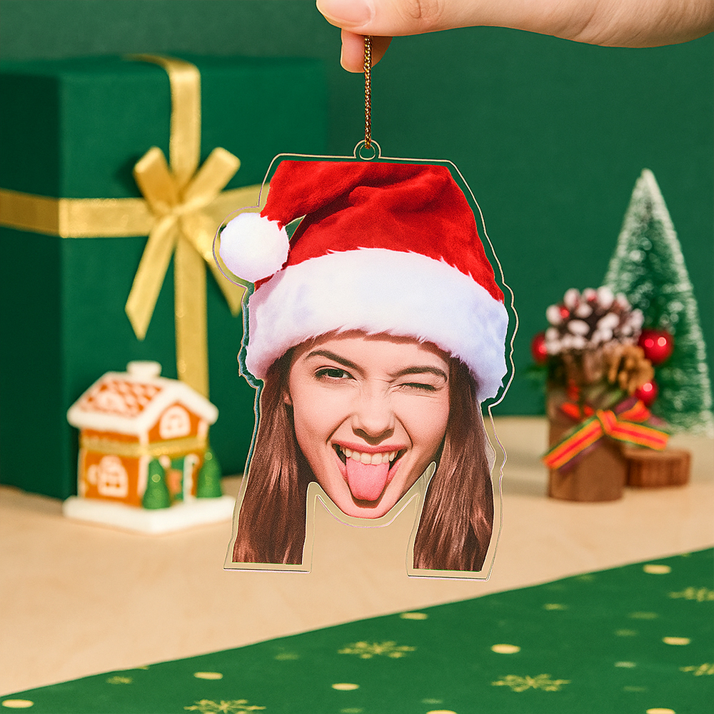 Personalized Photo Ornament Funny Christmas Ornament Custom Face Picture Ornament Acrylic Pet Ornament Christmas Decor Holiday Gifts - MyMoonLampAu