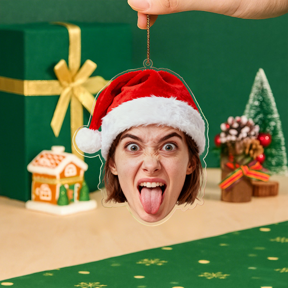 Personalized Photo Ornament Funny Christmas Ornament Custom Face Picture Ornament Acrylic Pet Ornament Christmas Decor Holiday Gifts - MyMoonLampAu