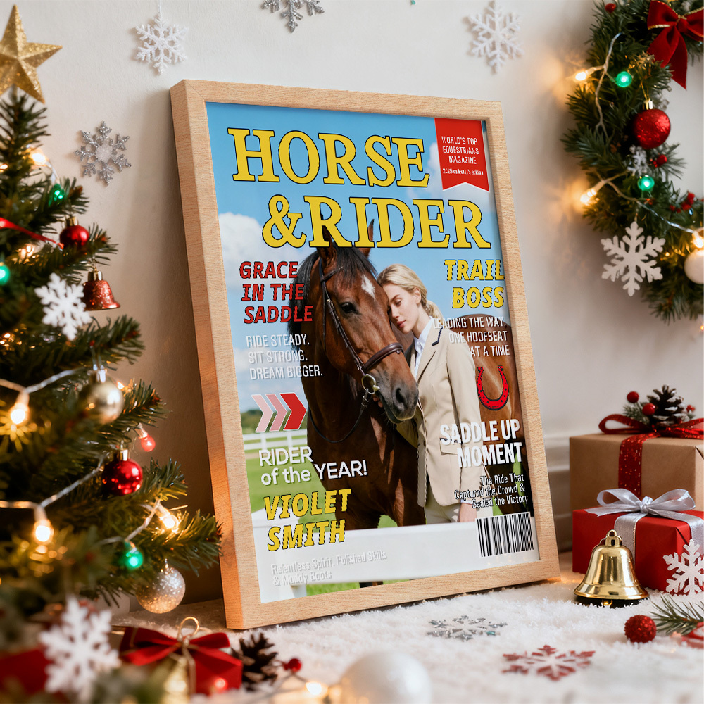 Personalized Horse and Rider Magazine Cover Poster - Equestrian Gift for Horse Lovers - MyMoonLampAu