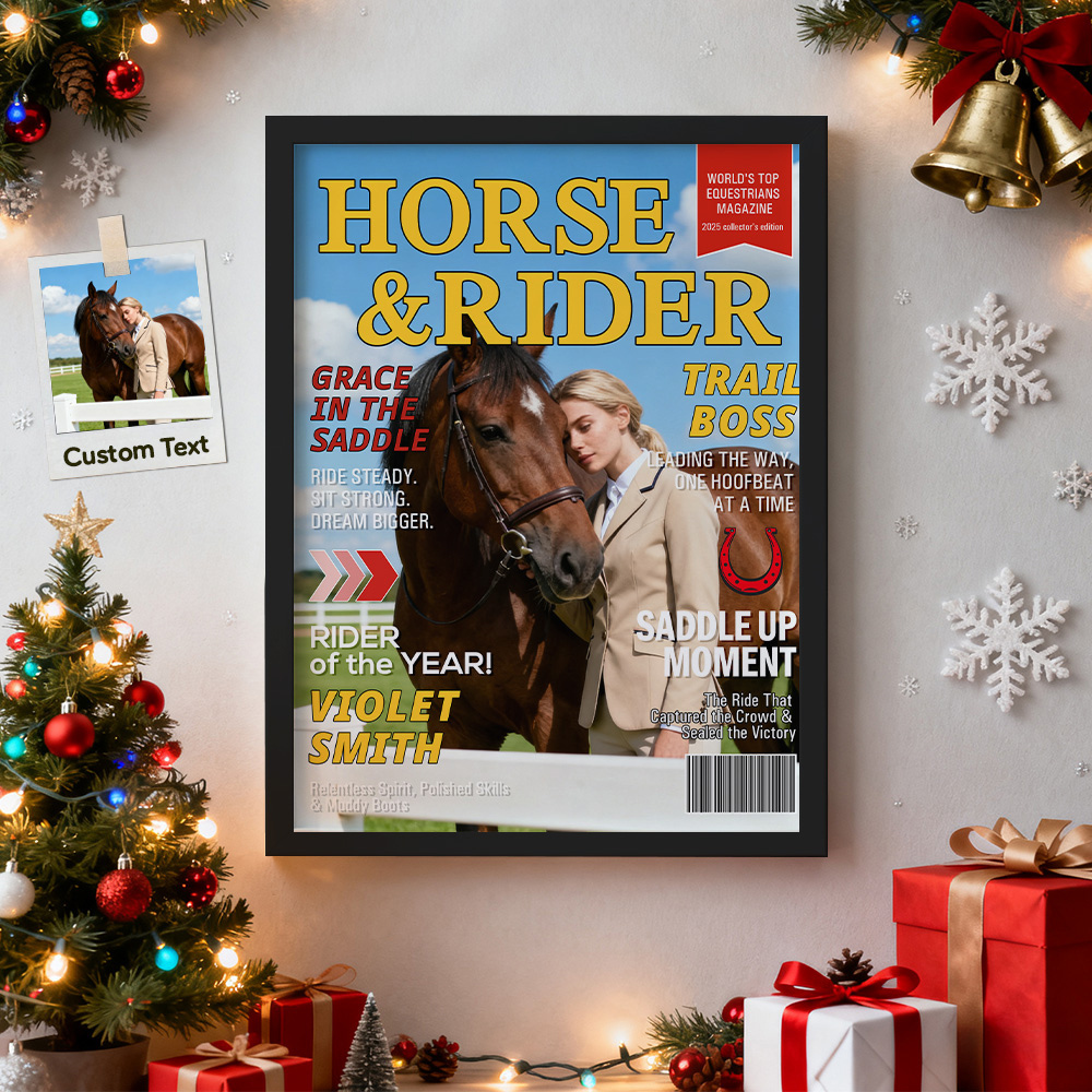 Personalized Horse and Rider Magazine Cover Poster - Equestrian Gift for Horse Lovers - MyMoonLampAu
