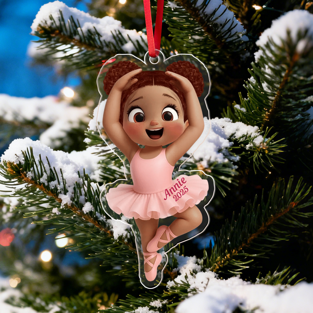 Ballet Girl Acrylic Ornament in Cute Cartoon Style for Christmas Tree Decoration, Warm Ambiance, Perfect Gift for Kids or Friends - MyMoonLampAu
