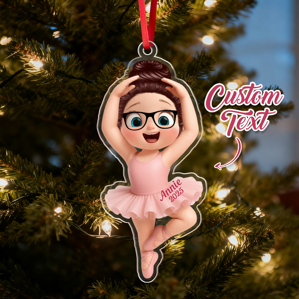 Ballet Girl Acrylic Ornament in Cute Cartoon Style for Christmas Tree Decoration, Warm Ambiance, Perfect Gift for Kids or Friends - MyMoonLampAu