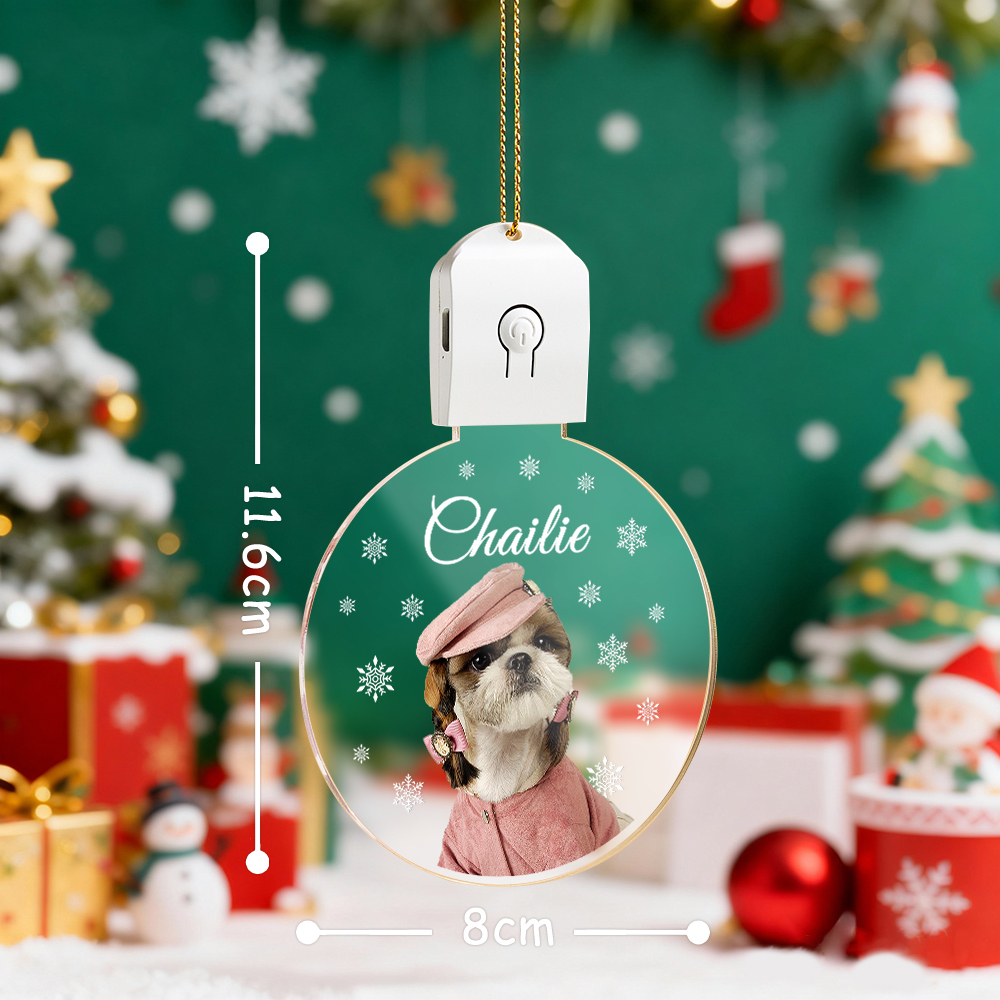 Custom Photo Dog Circle Led Acrylic Ornament Christmas Gift For Dog Lovers - MyMoonLampAu