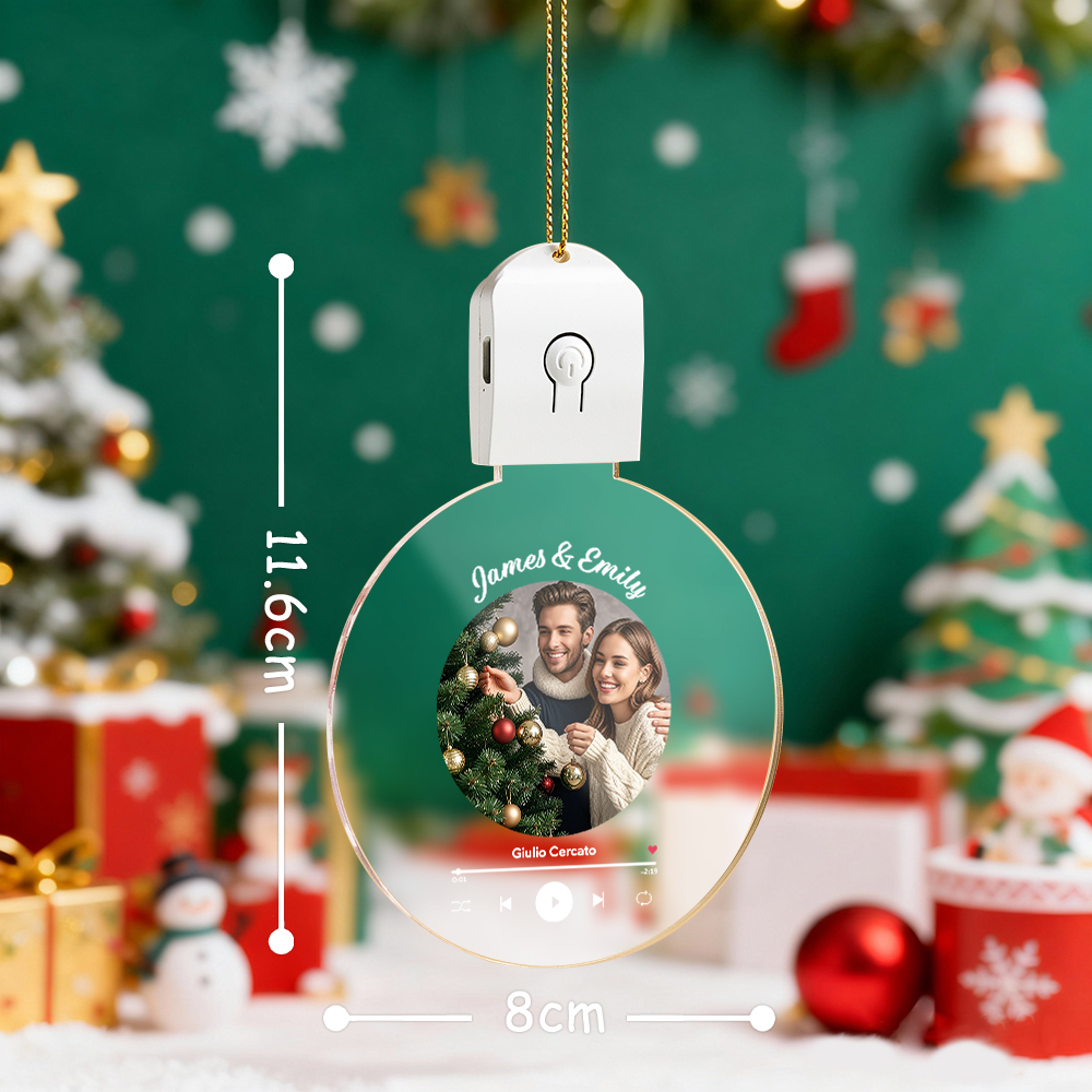 Personalized Photo Acrylic Ornament Christmas Glows Ornament Gift for Lover - MyMoonLampAu