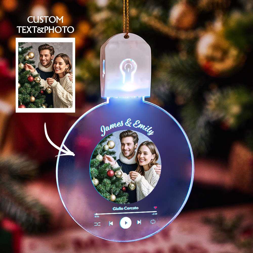 Personalized Photo Acrylic Ornament Christmas Glows Ornament Gift for Lover - MyMoonLampAu