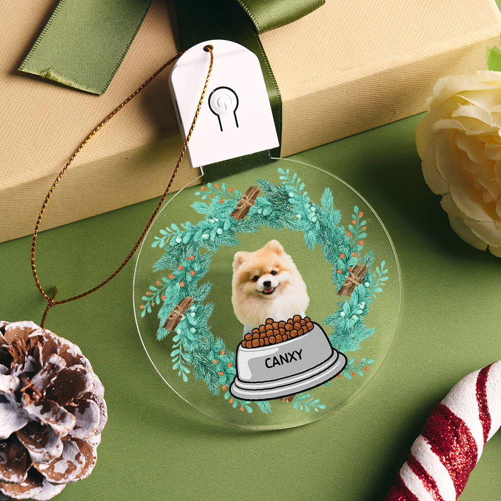 Custom Photo Dog Cat Ornament Christmas Acrylic Luminous Ornaments - MyMoonLampAu