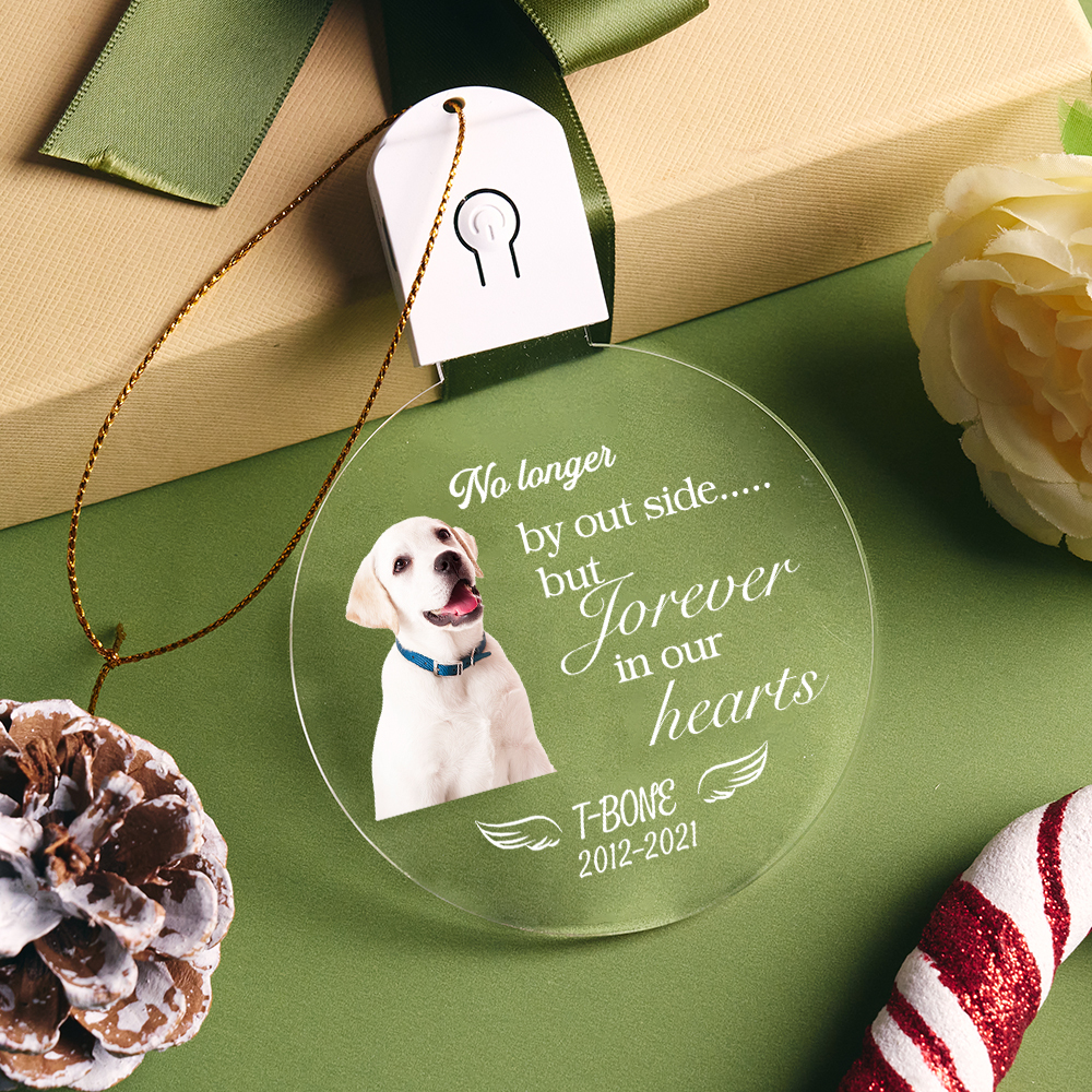 No Longer By Our Side But Forever In Our Hearts Dog Ornament - MyMoonLampAu