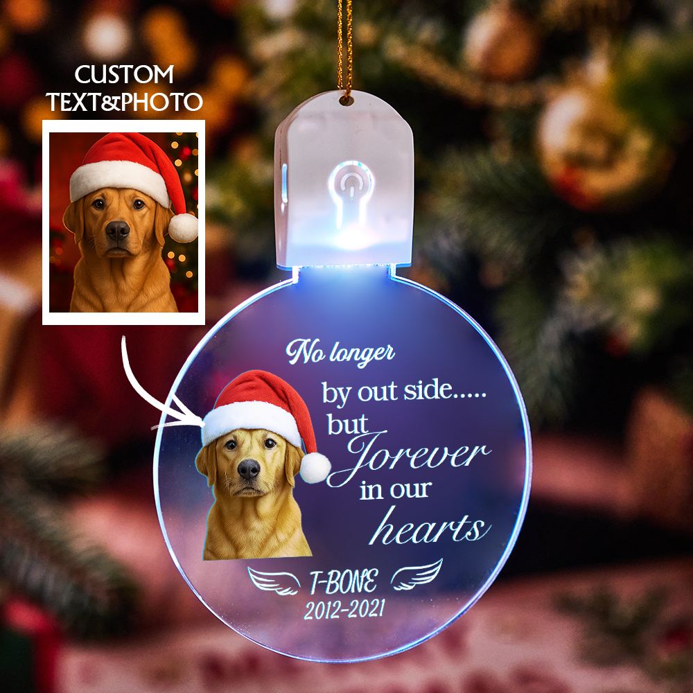 No Longer By Our Side But Forever In Our Hearts Dog Ornament - MyMoonLampAu