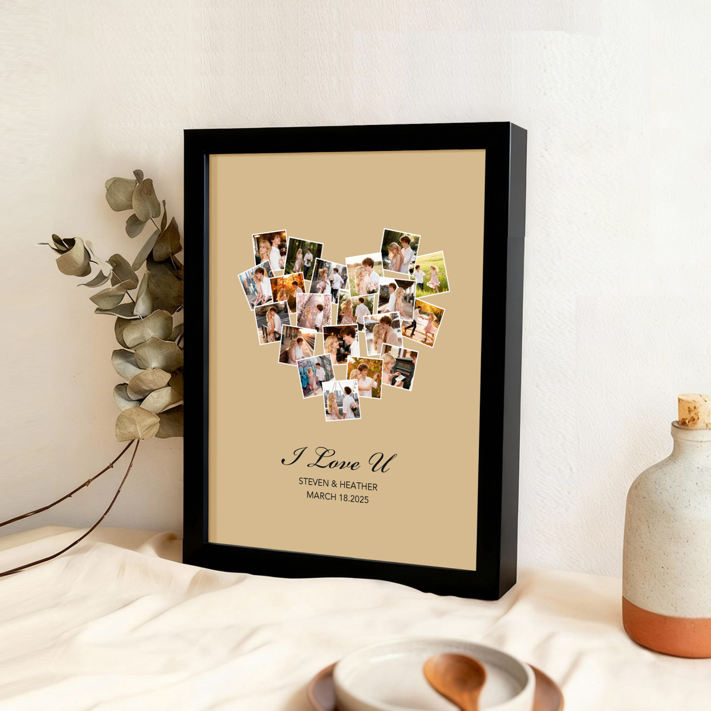 Christmas Gift Custom Photo Frame Valentine's Gift Personalized 20 Photos and Names Frame Anniversary Gift - MyMoonLampAu