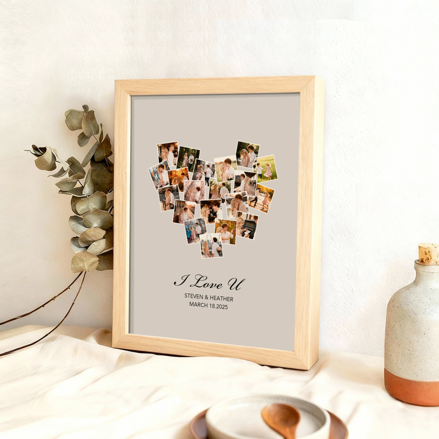 Christmas Gift Custom Photo Frame Valentine's Gift Personalized 20 Photos and Names Frame Anniversary Gift - MyMoonLampAu