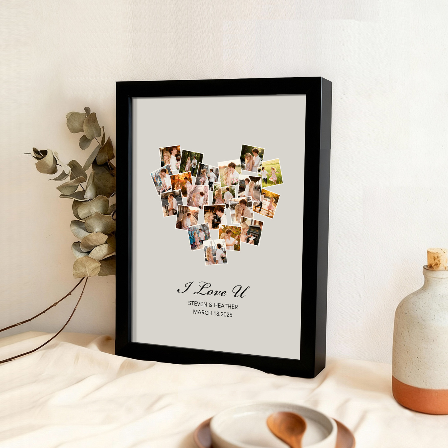 Christmas Gift Custom Photo Frame Valentine's Gift Personalized 20 Photos and Names Frame Anniversary Gift - MyMoonLampAu
