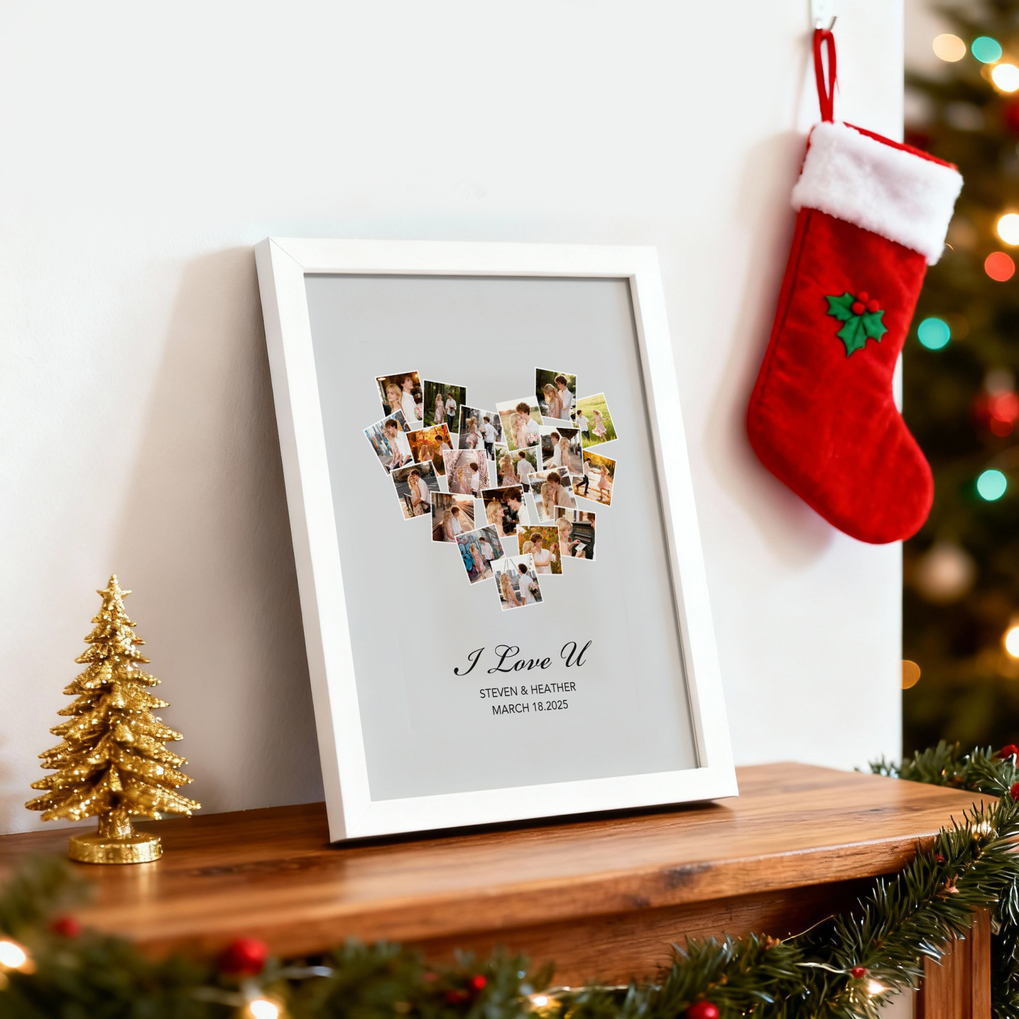 Christmas Gift Custom Photo Frame Valentine's Gift Personalized 20 Photos and Names Frame Anniversary Gift - MyMoonLampAu