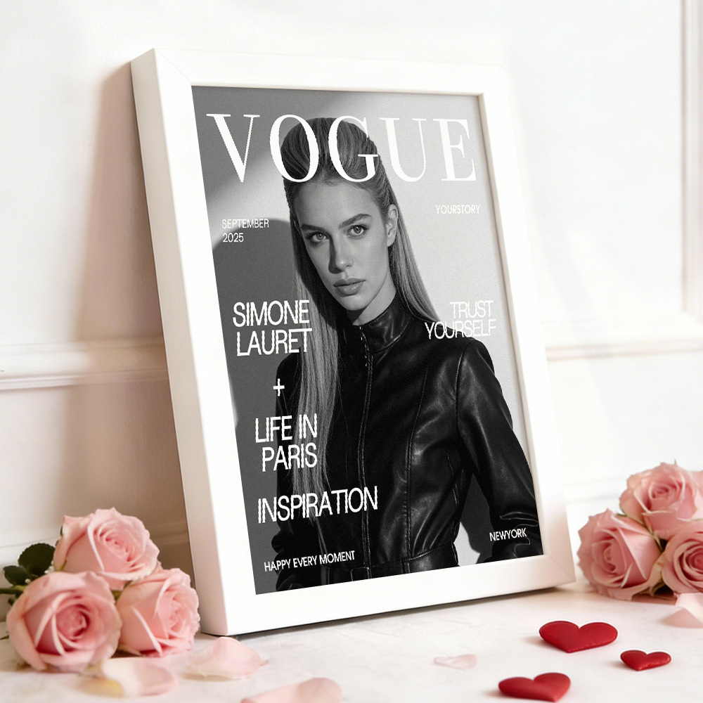 Valentine's Day Gift Custom Vogue Magazine Frame Personalized Photo & Text Decor Gift for Birthdays Anniversary - MyMoonLampAu