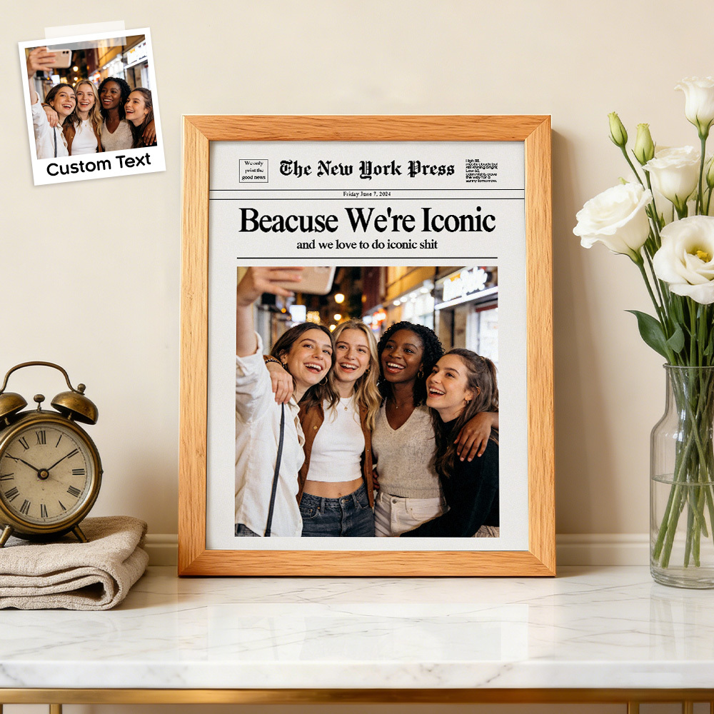 Custom Best Friend Newspaper Photo Frame Iconic BFF Memory Display Gift for Birthday Galentine's Day - MyMoonLampAu
