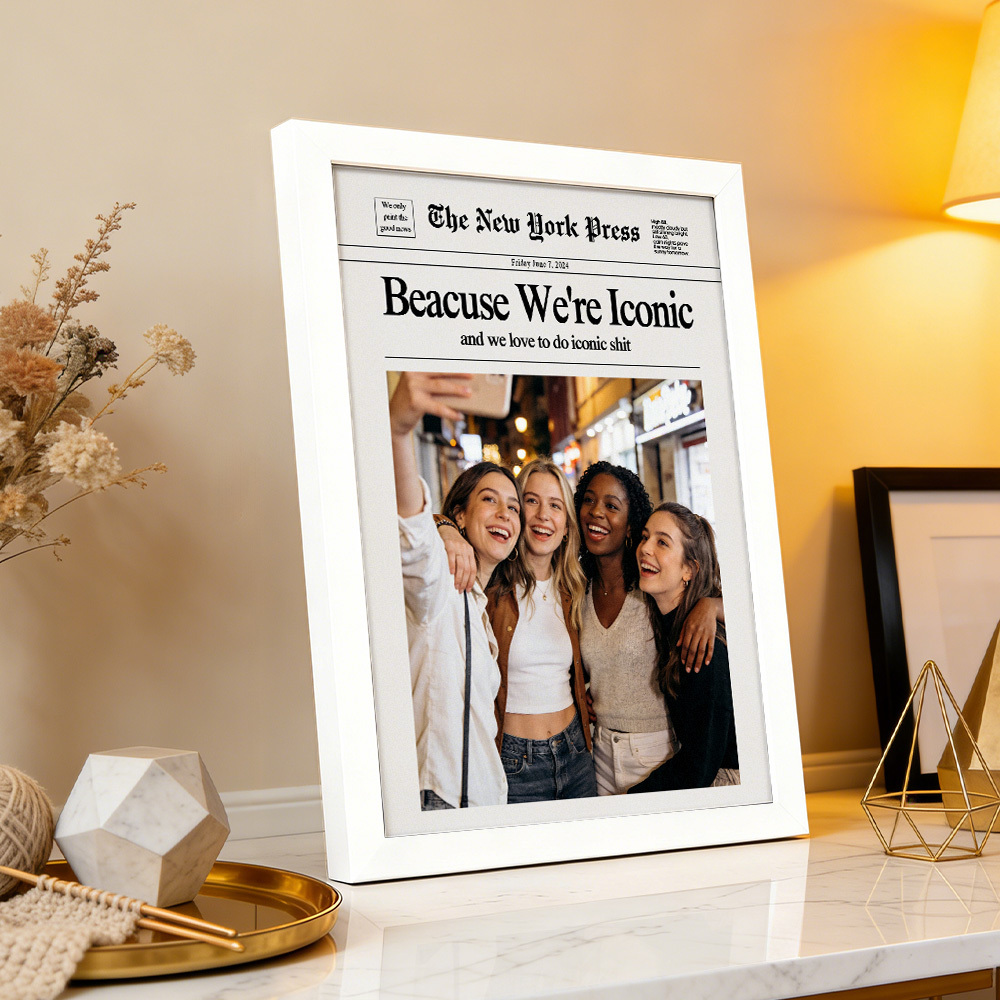 Custom Best Friend Newspaper Photo Frame Iconic BFF Memory Display Gift for Birthday Galentine's Day - MyMoonLampAu