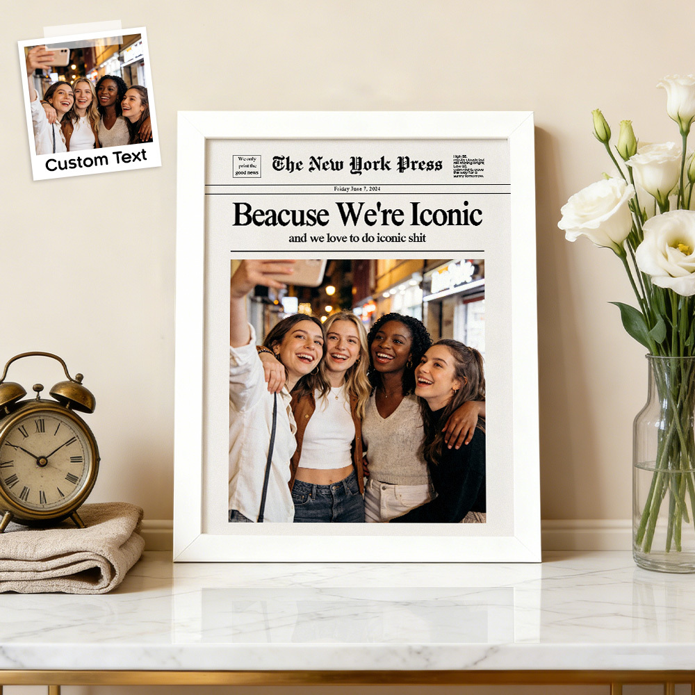 Custom Best Friend Newspaper Photo Frame Iconic BFF Memory Display Gift for Birthday Galentine's Day - MyMoonLampAu