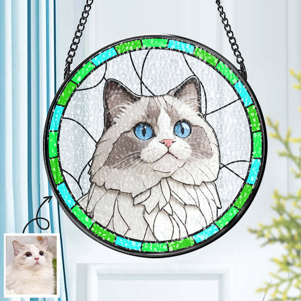Custom Pet Portrait Art Suncatcher Stained Glass Ornament Dog Memorial Gifts for Pet Lovers - MyMoonLampAu