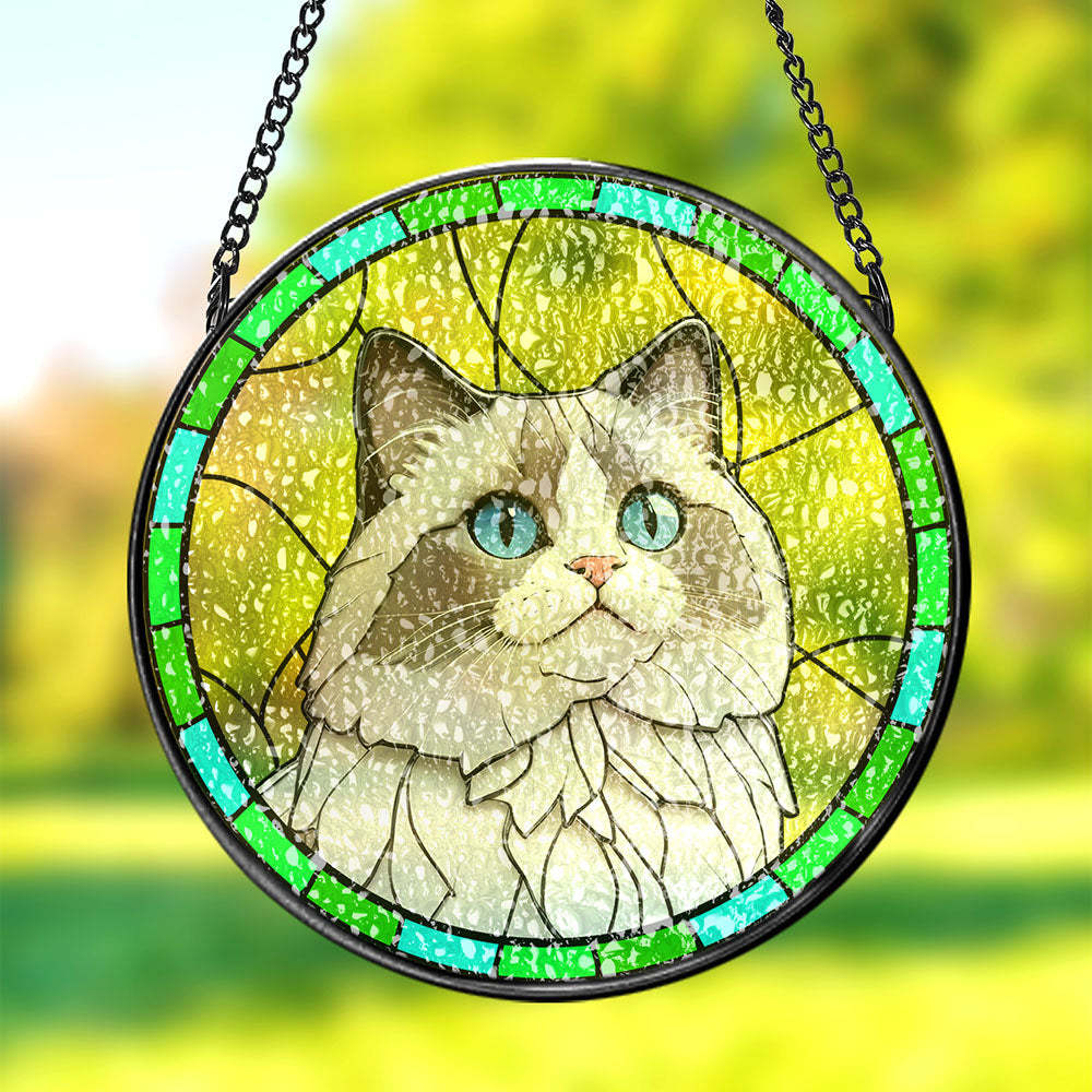 Custom Pet Portrait Art Suncatcher Stained Glass Ornament Dog Memorial Gifts for Pet Lovers - MyMoonLampAu