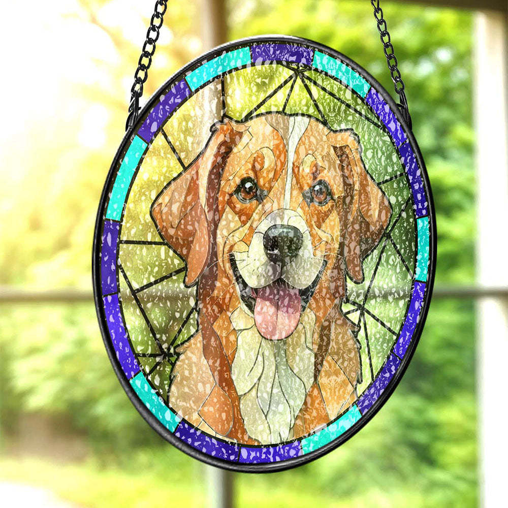 Personalized Pet Stained Glass Art Suncatcher Pet Memorial Ornament Gifts for Pet Lovers - MyMoonLampAu