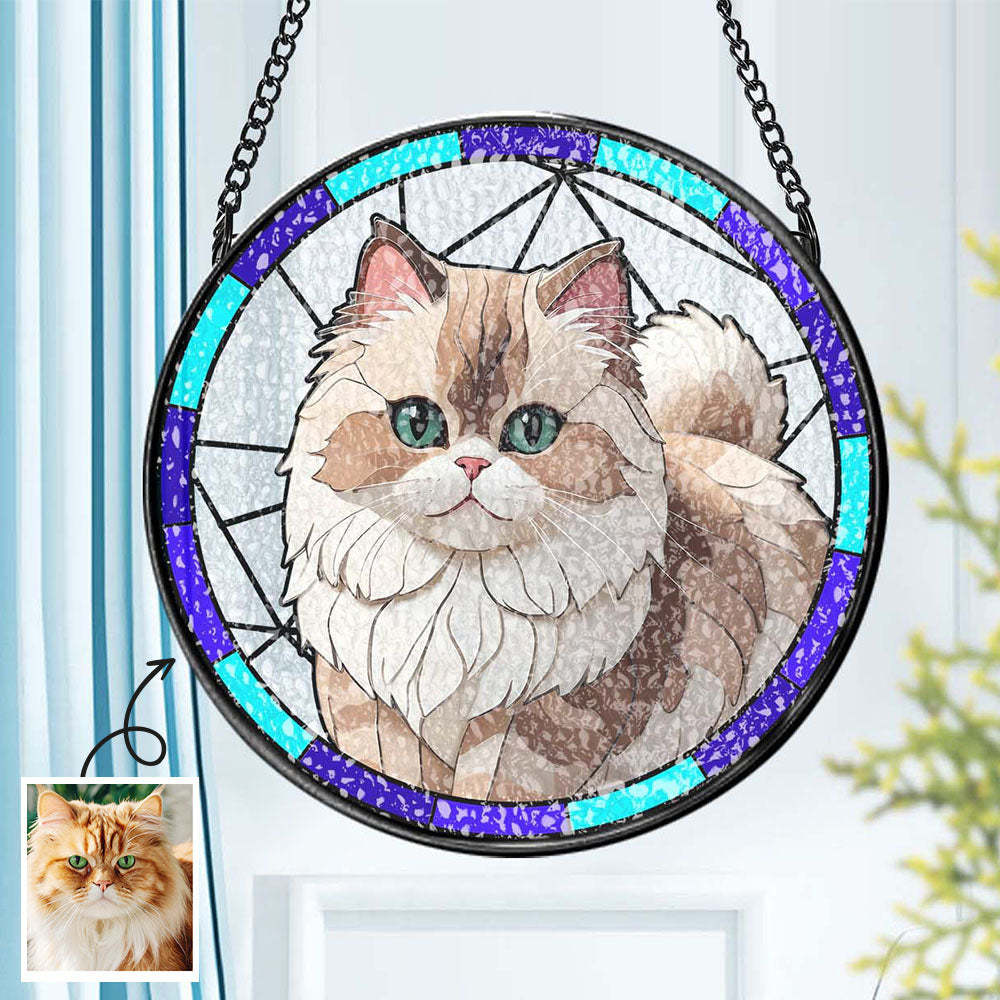 Personalized Pet Stained Glass Art Suncatcher Pet Memorial Ornament Gifts for Pet Lovers - MyMoonLampAu