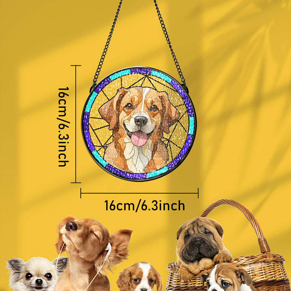Personalized Pet Stained Glass Art Suncatcher Pet Memorial Ornament Gifts for Pet Lovers - MyMoonLampAu