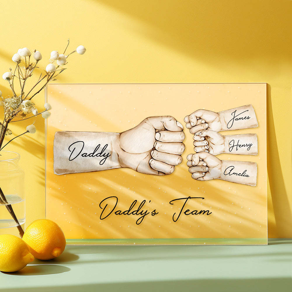 Custom Acrylic Keychain Personalised Daddy's Team Fist Bump Father's Day Gifts