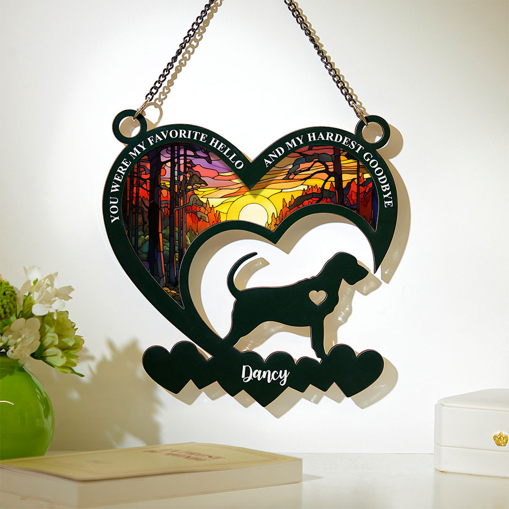 My Favorite Hello And My Hardest Goodbye - Personalized Window Hanging Suncatcher Ornament