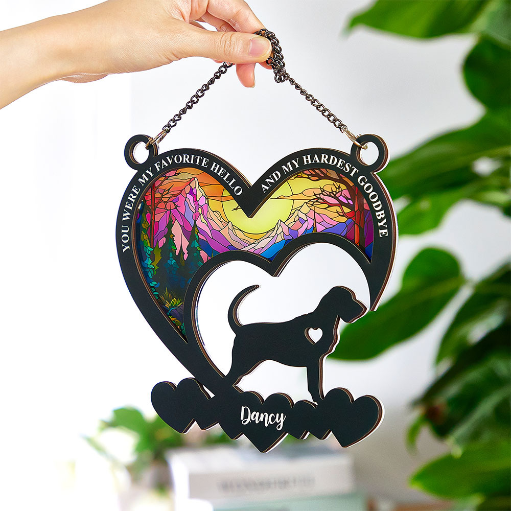 My Favorite Hello And My Hardest Goodbye - Personalized Window Hanging Suncatcher Ornament