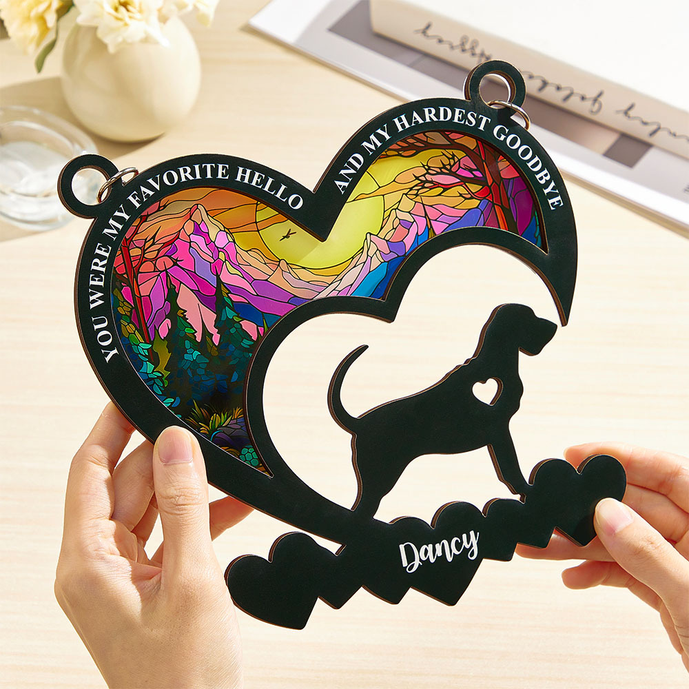 My Favorite Hello And My Hardest Goodbye - Personalized Window Hanging Suncatcher Ornament