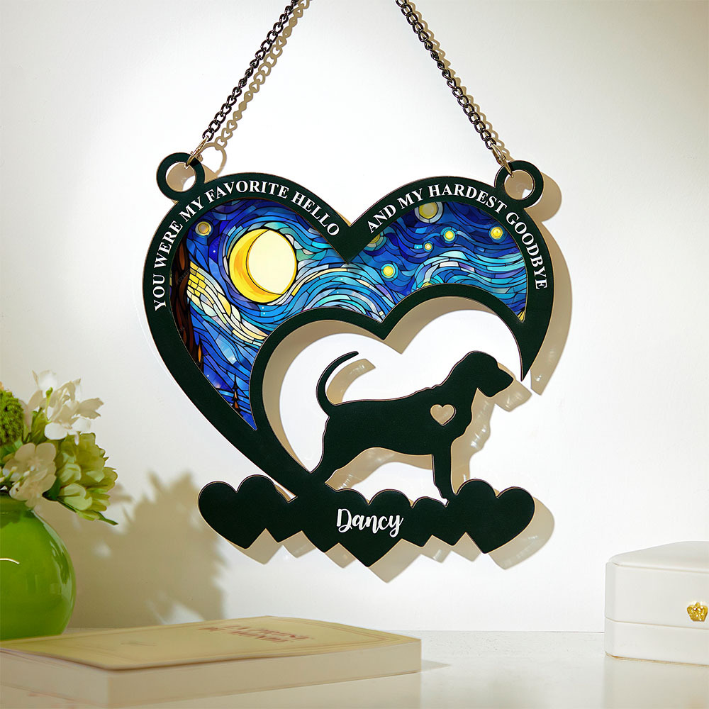 My Favorite Hello And My Hardest Goodbye - Personalized Window Hanging Suncatcher Ornament