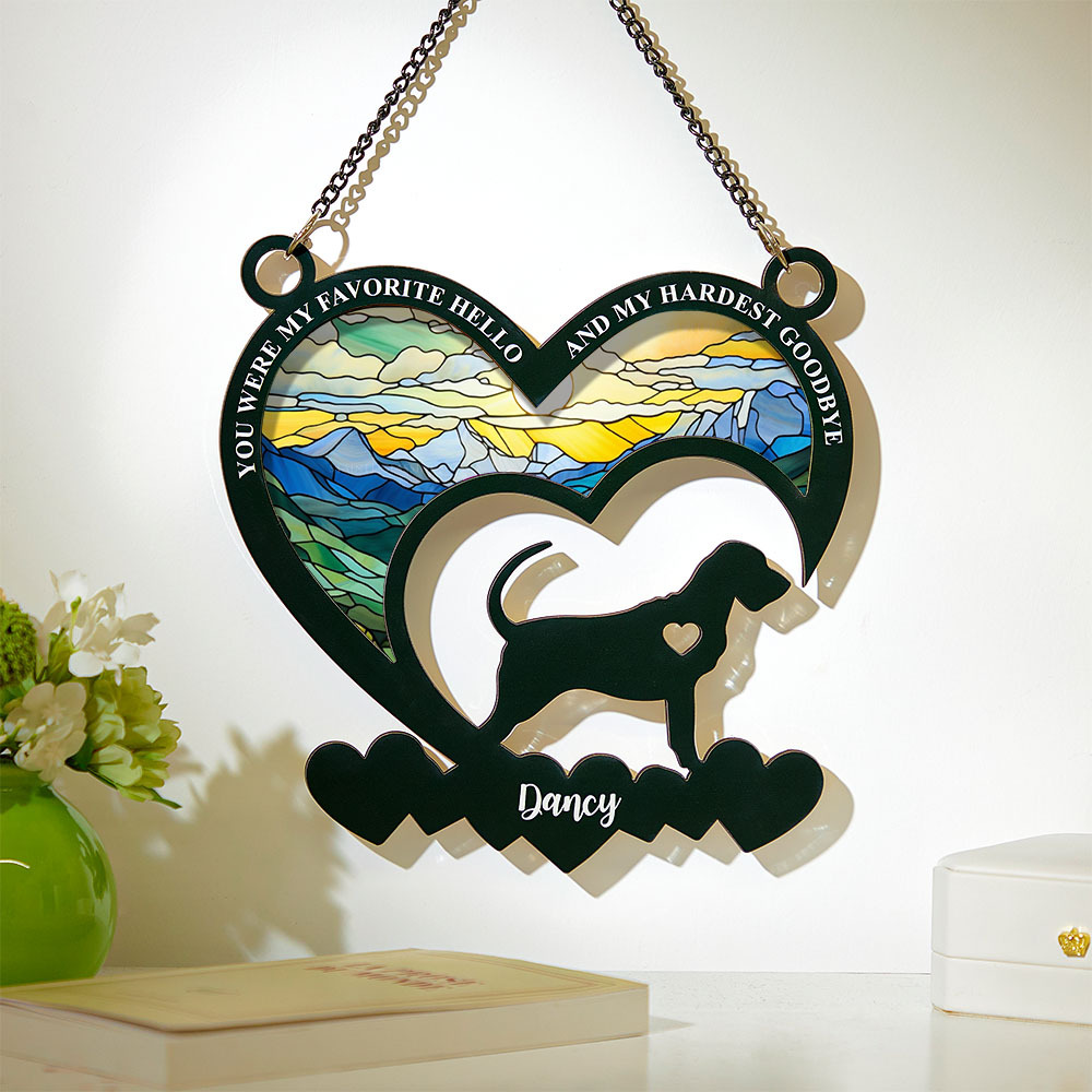 My Favorite Hello And My Hardest Goodbye - Personalized Window Hanging Suncatcher Ornament