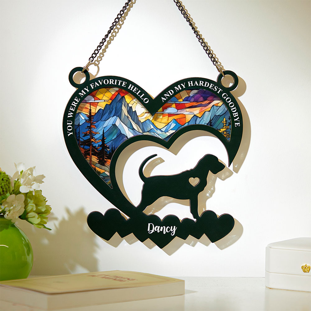 My Favorite Hello And My Hardest Goodbye - Personalized Window Hanging Suncatcher Ornament